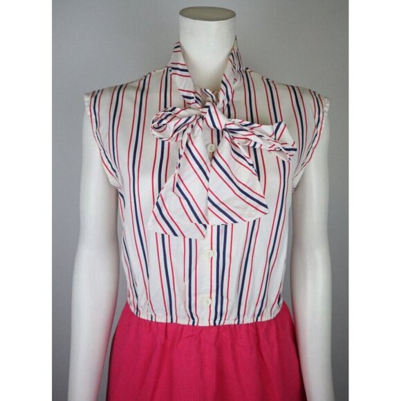 VINTAGE WOMEN'S PINK STRIPED DRESS - PERI PETITES - SIZE 8P - Picture 4 of 10
